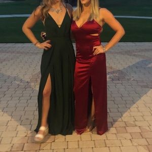 Forest green jumpsuit / maxi dress